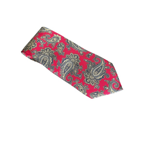 Liberty of London Silk Tie Red Paisley Necktie 100% Silk‎ Made in USA As Is - Picture 3 of 7